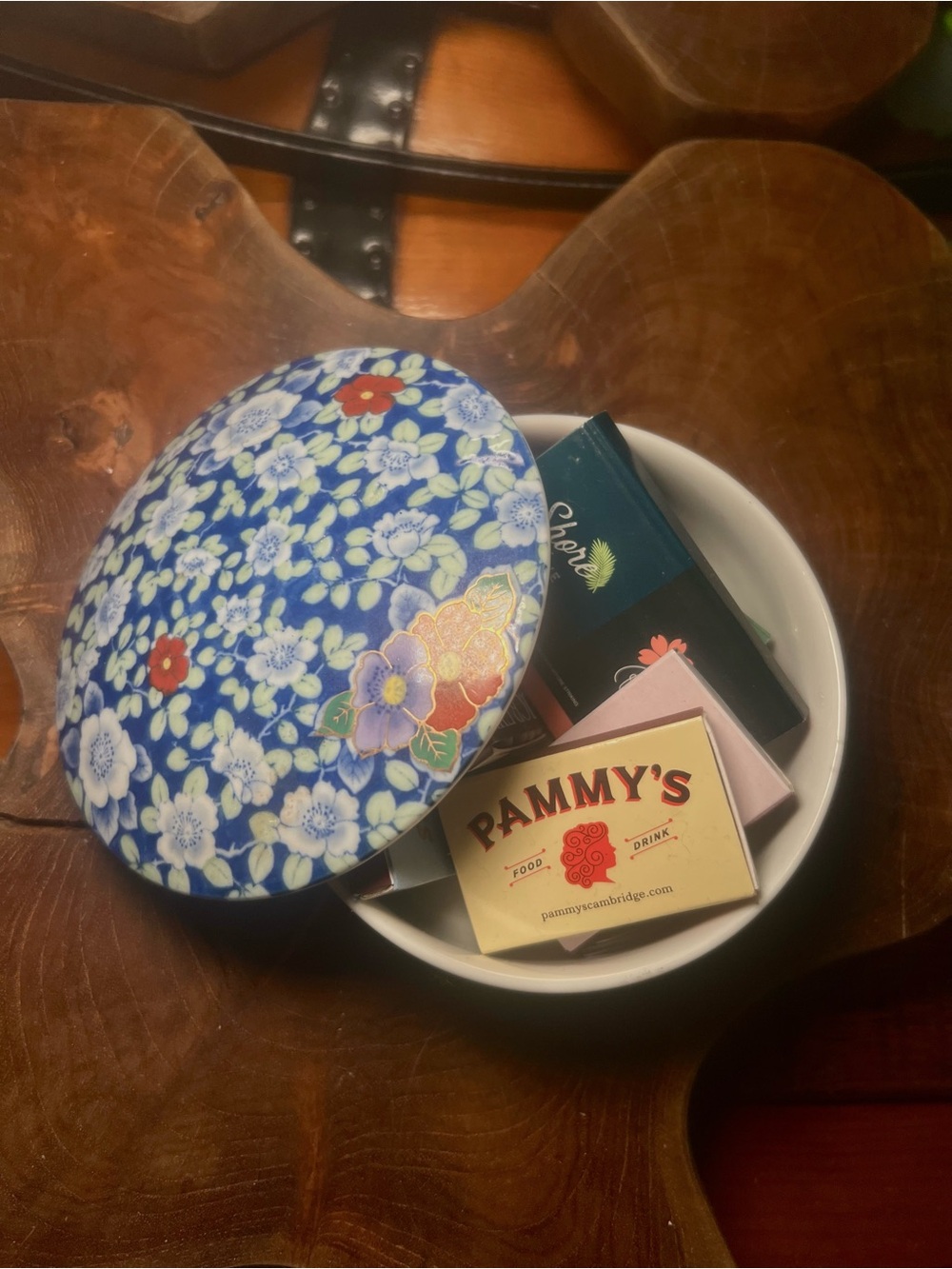 Blue Floral Ceramic Trinket Box with Lid